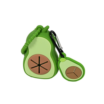 Avocado shaped silicone dog poo bag holder and matching pendant